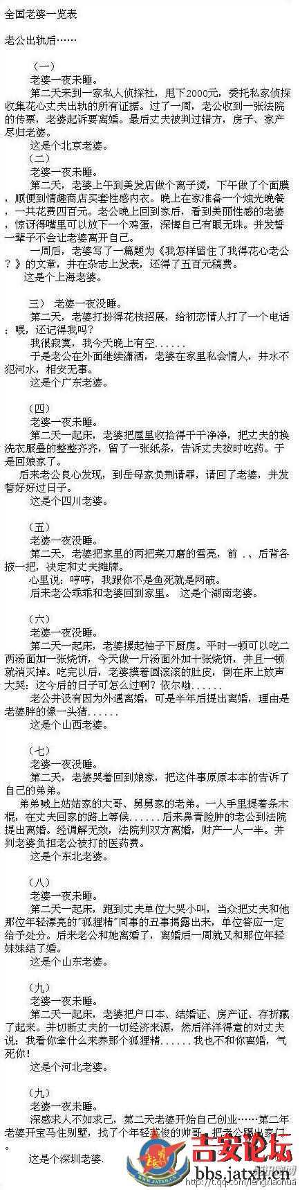 老公出轨后，全国老婆一览表，笑翻了！！.